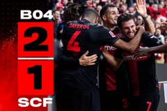 德甲勒沃庫森2-1弗賴堡 力壓拜仁重返榜首