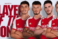 阿森納3月最佳球員候選 厄德高領銜