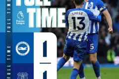 英超布萊頓1-1埃弗頓 鄧克頭球絕平