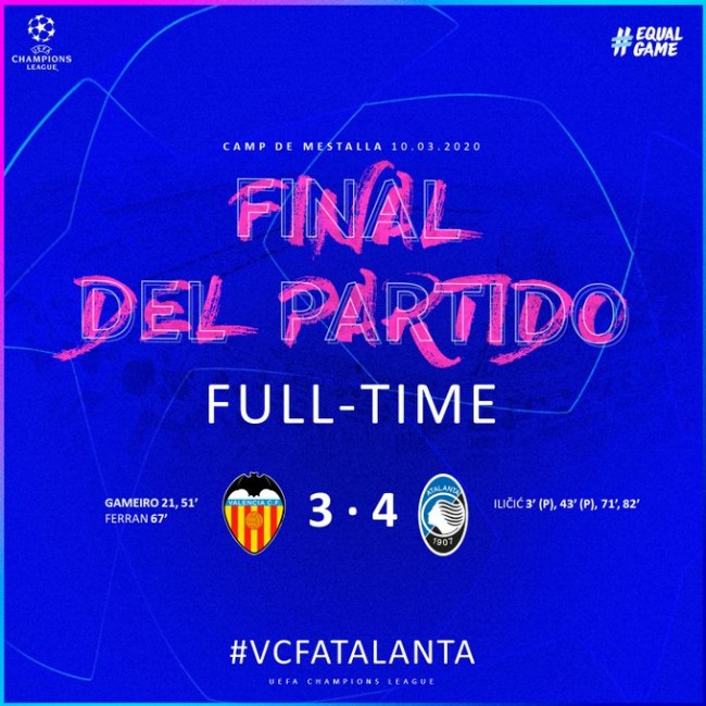 歐冠亞特蘭大4-3瓦倫西亞晉級八強 伊利西奇大四喜