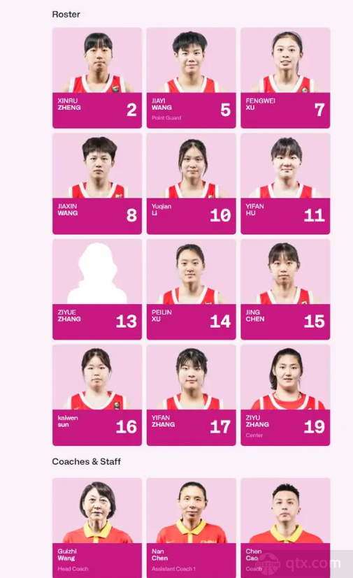 中國u18女籃隊員名單一覽表